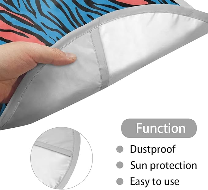 Zebra-Stripe Blue Red Pattern Steering Wheel Sun Shade Cover for Truck Car SUV Van Anti-Heat Car Steering Wheel Cover Steering Wheel Cover for Sun Protection Decorative Accessories