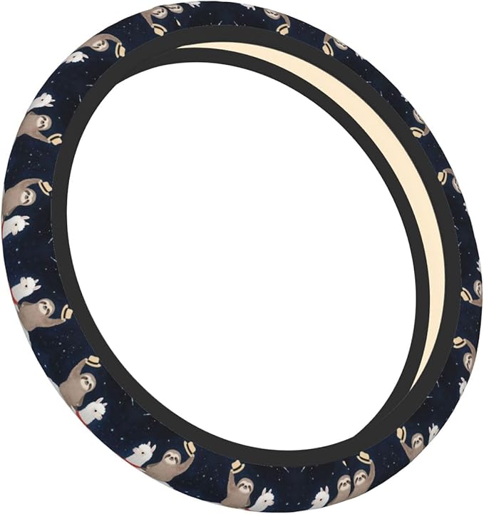 Sloth Llama Painting Universal Fit Steering Wheel Cover for Car, Truck, and SUV, Durable Steering Wheel Protection