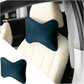 Car Headrest Pillow, Suede Soft Comfortable Breathable Vehicle Seat Neck Support Cushion with Adjustable Strap, Ergonomic Design Auto Head Rest Pad, Universal for Sedan RV Truck (Green Blue)