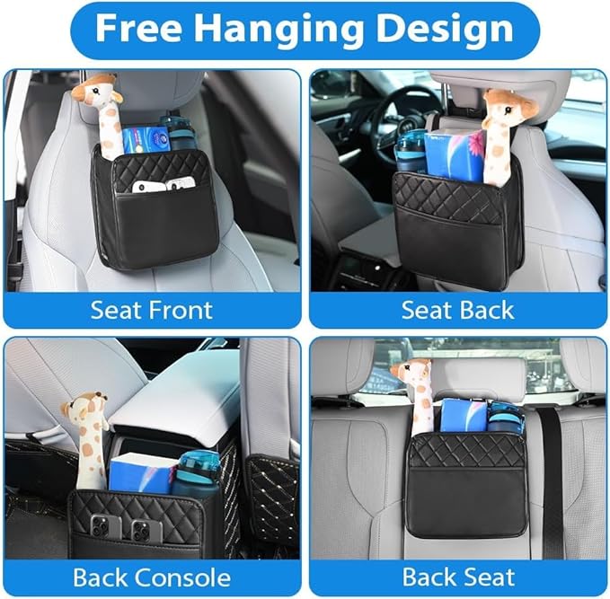 Car Seat Organizer for Toyota Corolla 2020-2026, Backseat Storage Bag PU Leather Hanging Holder Waterproof Travel Accessories