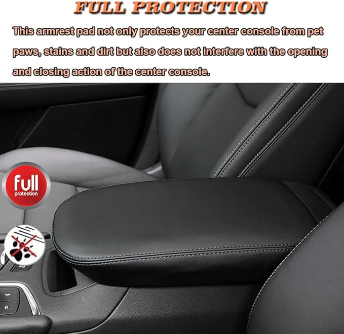 BOYOUS Car Armrest Cover Waterproof Center Console Pad Covers Scratch Resistance Leather Protector Interior Decoration Accessories Fit for Cadillac XT5 2016-2025 XT6 2020-2025（Black Stitches）