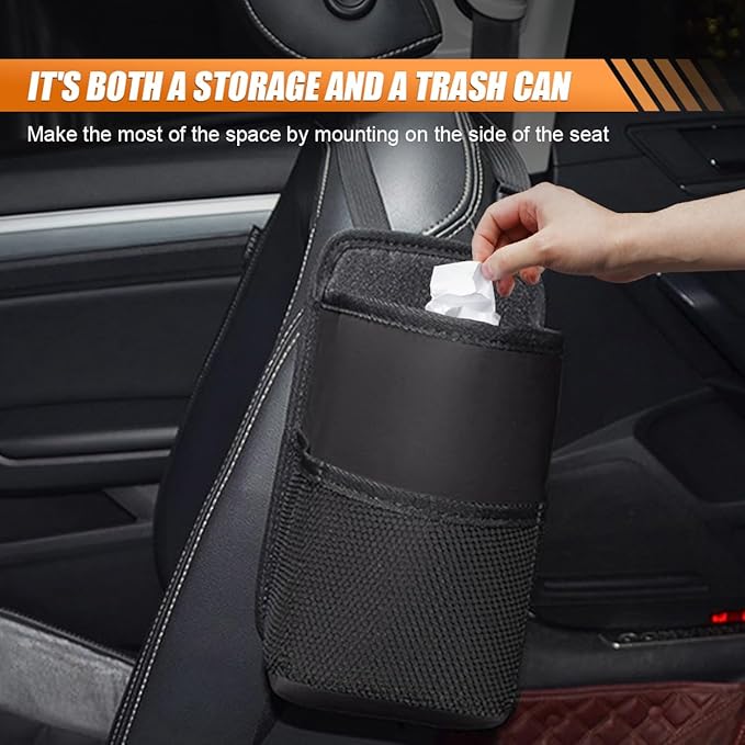 2-in-1 Large Cup Holder, 80 oz Waterproof Car Seat Cup Holder with Mesh Pocket, Car Water Bottle Holder Bag, Vehicle Seat Side Storage Hanging Bag for Bottles & Big Drinks (1PC)