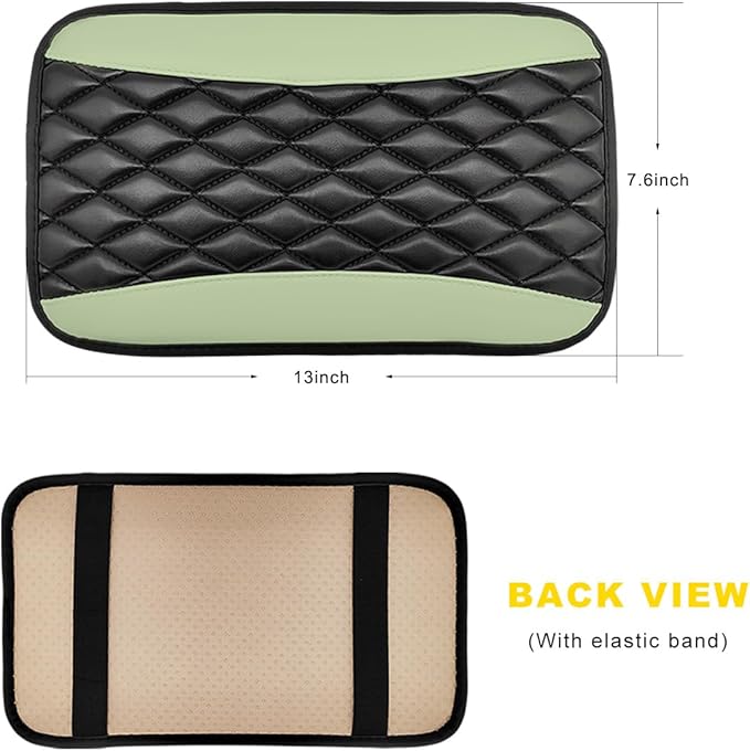 Car Center Console Cushion Pad, 12.6"×7.5" Waterproof Leather Armrest Seat Box Cover Protector, Soft Comfortable Anti-Scratch Arm Rest Console Pad for Most Cars Trucks SUVs (Green)