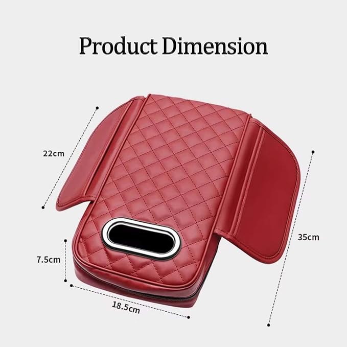 Car Center Console Armrest Pad for Lincoln, Leather Cover with Storage Pocket & Tissue Box Holder, Memory Foam Cushion for Aviator Standard SUV 2020-2025,Beige