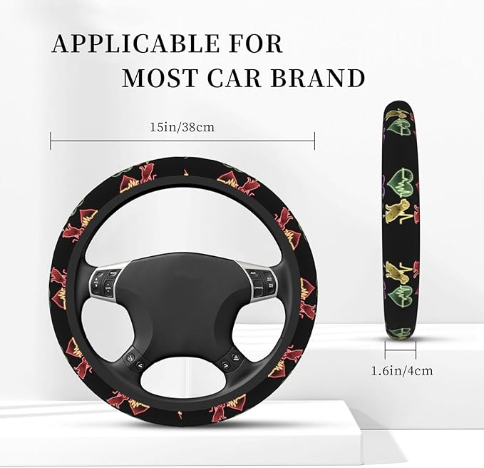 Neoprene Steering Wheel Cover Dog Love Car Steering Wheel Cover Universal Fit for Most Cars