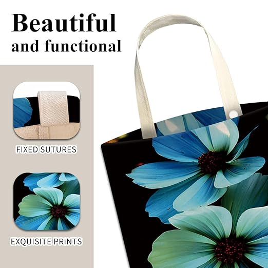 ABUIFDK Car Trash Can, Cute Car Trash Bag, Hanging Car Organizer and Storage Bag, Trash Bin for Car Accessories, Vehicle, Travelling, Camping Blue Beautiful Flowers