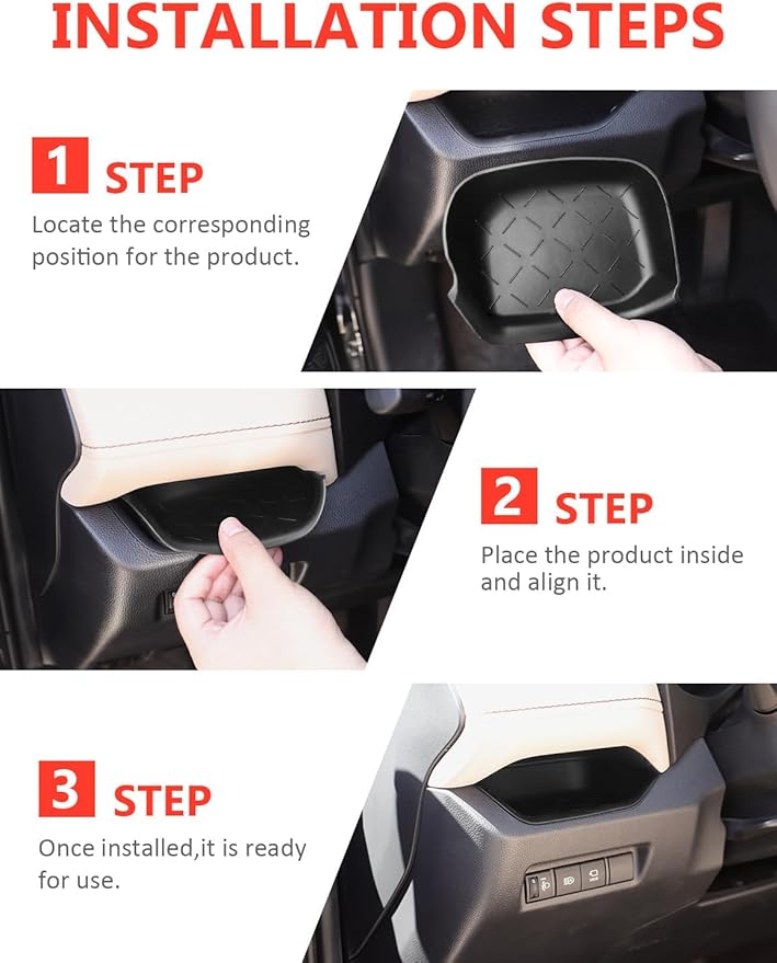 HZCZLO Storage Organizer Tray Compatible with Toyota RAV4 2025-2019 Accessories, Driver's Storage Insert Mat,Passenger Storage Organizer Silicone Mat for Toyota RAV4 2024-2020, 2Pcs