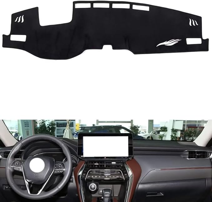 leather dashboard cover Compatible with Toyota Harrier（HUD），dash cover（black）