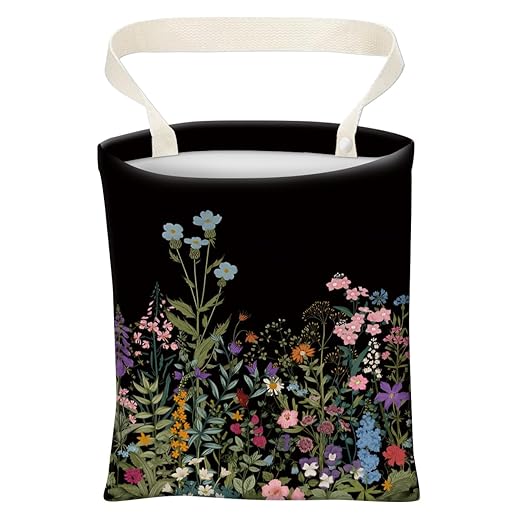 ABUIFDK Car Trash Can, Cute Car Trash Bag, Hanging Car Organizer and Storage Bag, Trash Bin for Car Accessories, Vehicle, Travelling, Camping Black Dark Flower