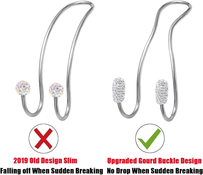 MTGOCHA Car Headrest Hooks Car Purse Hook(2 Pack),Bling Car Bag Hooks, Car Hook for Purses and Bags Cute Metal Car Purse Holder Hook, Bling Car Accessories for Women, Silver