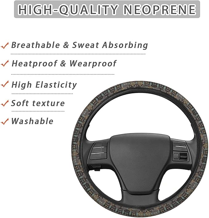 FeHuew Vintage Row of Cats Steering Wheel Cover for Women, Girls 15 inch Universal Auto Car Anti Slip Wrap Steering Wheel Covers Fit for Vehicles, Truck, SUV
