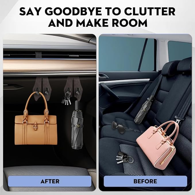 NHHEO Car Hook for Co-Pilot Glovebox, Universal Vehicle Glove Box Organizer for Umbrella Handbag Coat(Brown)
