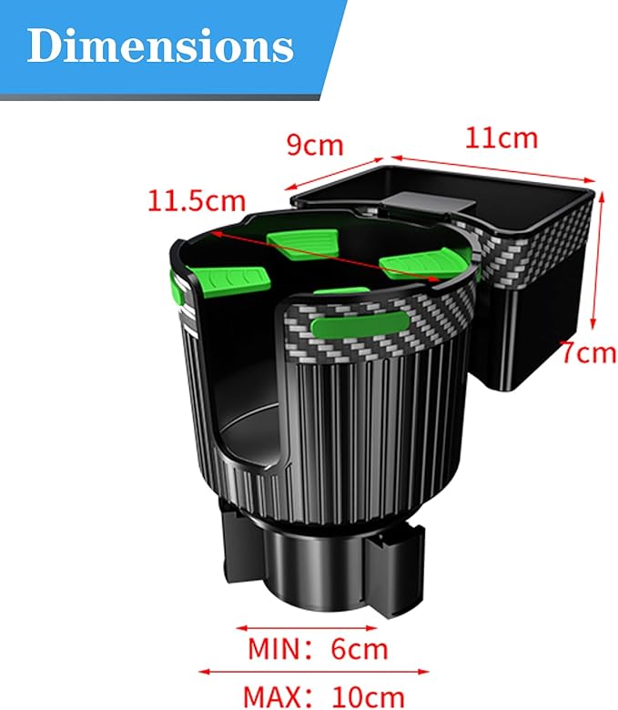 Big Cup Holder Phone Holder for Your car,with Rubber Lining Rotable cupholder Base Safely Hold The Big Water Bottle and Support Cellphone Charge. (BJ-2377B)