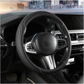 HZEL Car Steering Wheel Cover, 15 Inch Leather Comfortable Vehicle Steering Wheel Protector with Inner Rring, Anti-Slip Automotive Interior Accessories, Universal for SUV RV Truck (Black/White)