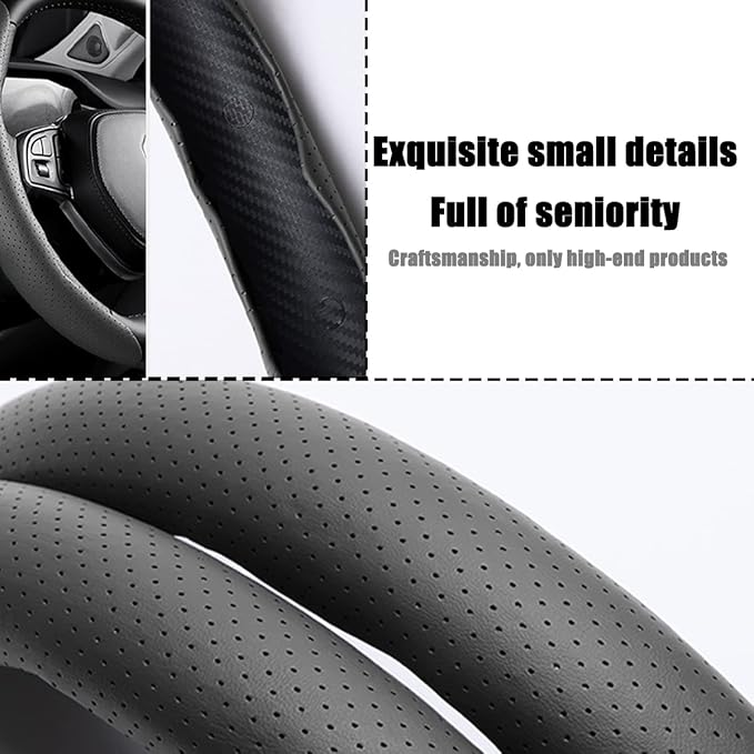 LoyaForba Car Steering Wheel Cover, Universal 15 Inch Leather Segmented Auto Steering Wheel Protector, Anti-Slip and Soft Breathable, Car Interior Accessories for Most Vehicle, SUV, Truck (Gray)