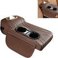 Car Armrest Cushion, Leather Center Console Cover Protector, Multifunctional Storage Pad with Dual Cup Holder, Tissue Box & Side Card Slot, Universal for Most Cars (Coffee)