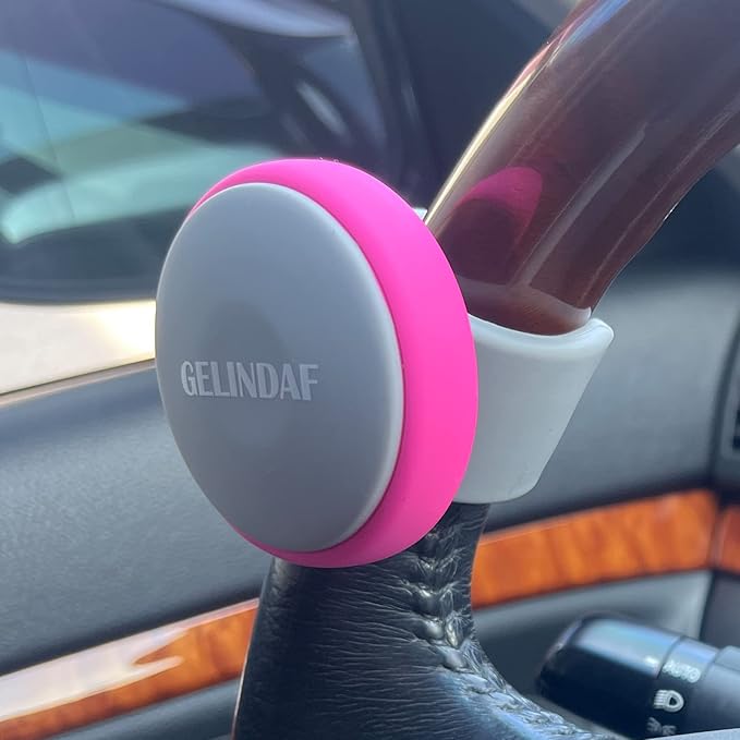 Steering Wheel Knob Pink, Women Car Suicide Knob Spinner Wheel, Non-Slip Driving Power Handle for Standard & Thick Steering Wheels Universal Fit for Car, Trucks, Forklift, Boat etc
