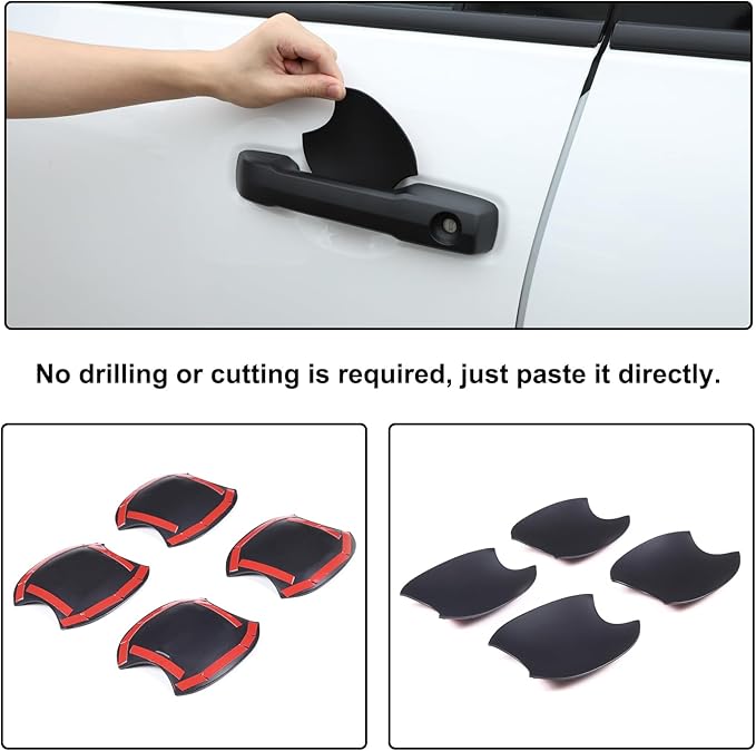 Car Exterior Door Handle Bowl Cover Trim Compatible with Toyota Tundra 2022+/Sequoia 2023+/Tacoma 2024+/4Runner 2025+, Front Rear Door Grab Pull Handle Cup Bowl Scratch Protector Sticker Accessories