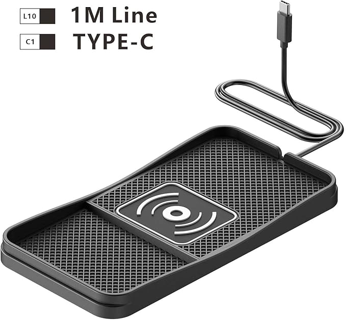 Car Wireless Charger Pad for Buick Lucerne 2006-2011, Fast Car Wireless Charging Pad for Car Center Console, Non Slip Charging Mat,1M-Type C