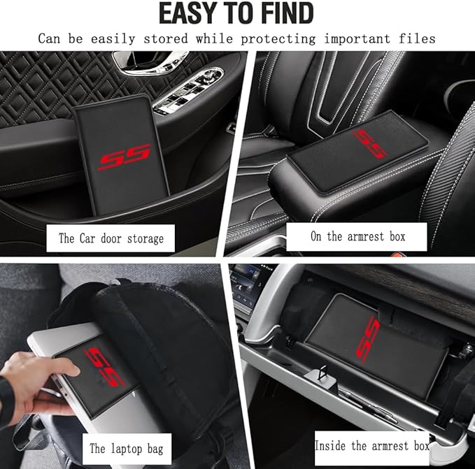 POWADDA Car Registration and Insurance Holder, Vehicle Glove Box Organizer Car Accessories with Magnetic Shut for Cards, Essential Document, Driver License Compatible with Chevy SS Cars Accessories