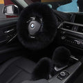 3Pcs Set Fashion Fluffy Fuzzy Wool Fur Soft Car Steering Wheel Cover with Handbrake Cover & Gear Shift Cover for Women/Girls/Ladies Auto Long Wool Accessories