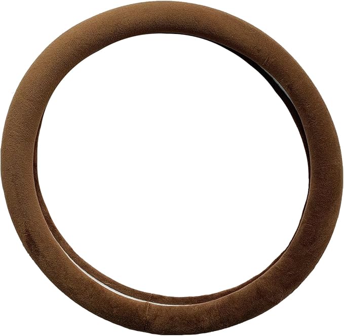 Fluffy Steering Wheel Cover, Short Plush Auto Accessories for Men and Women with Inner Ring Universal 15 Inch (Brown)