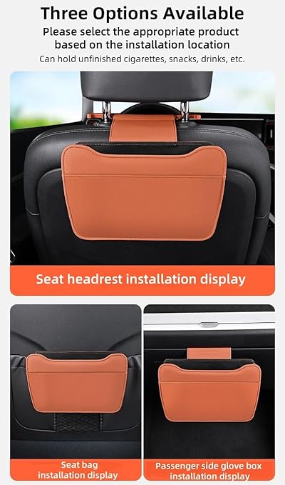 Car Leather Trash Can for Glove Box, Hanging Garbage Bin，Waterproof Foldable Stroage Organizer for Car, Multipurpose Interior Accessories for SUV Truck RV Camping (White Glove Box)