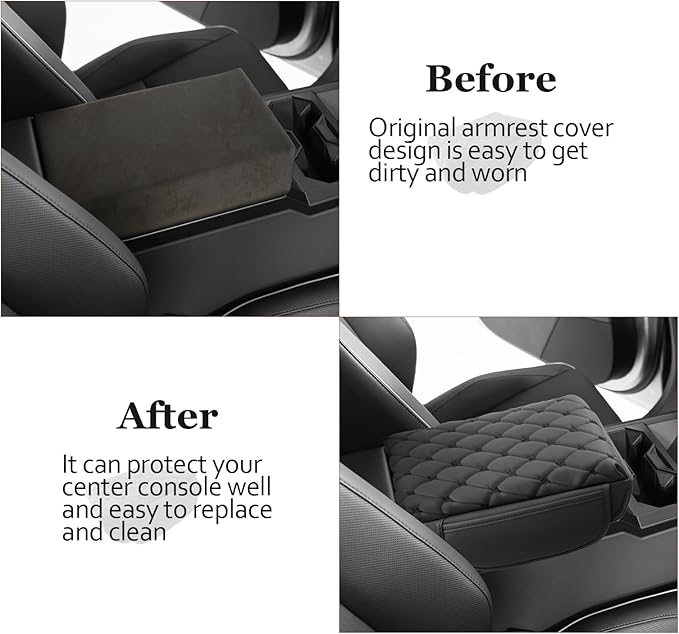 SKTU 2024 2025 2026 Cybertruck Accessories Center Console Cover for 2024 2025 2026 Tesla Cybertruck Armrest Cover Cybertruck Accessories Cybertruck Center Console Cushion (Argyle&Black Dots w/Pockets)