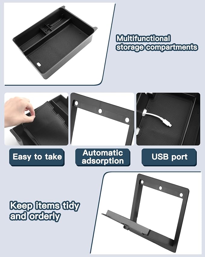 Ruiya 2026 Passport Center Console Organizer,for 2026 Honda Passport Accessories Armrest & Hidden Console Glove Tray Compatible with 2026 2025 2024 Honda Passport RTL/TrailSport/TrailSport Elite