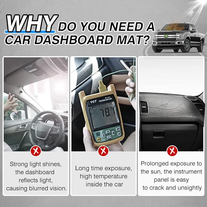 CARTIST Dash Cover Fits for Ford F-150 2015-2018 2019 2020 F150 Accessories, Dashboard Cover for F-150 Left Hand Driving Non-Slip (No HUD)(Not Fit 2018 F150 Dashboard Without Speaker in Center Bin)