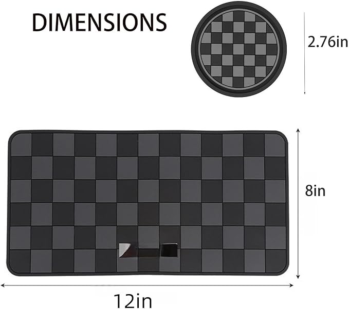 Car Interior Accessories Set – 2PCS Silicone Cup Holder Coasters & 1PCS Anti-Slip Dashboard Pad, Universal Non-Slip Rubber Mat for Phone Keys Sunglasses, Fit for Car SUV Truck