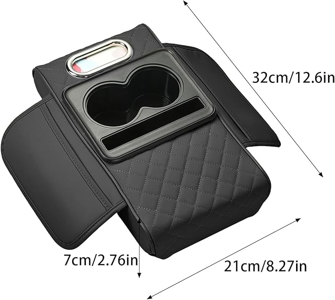 Car Center Console Cover for Hyundai Tucson 2021-2024, Leather Armrest Cushion Protector Pad with Tissue Box Holder Storage Pockets Cup Holder Phone Slot, E/Beige