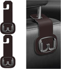 Car Headrest Hooks, 2PCS Foldable Double Vehicle Back Seat Organizer Hanging Holder for Purse Coat Umbrella, Automotive Interior Seatback Storage Hanger Accessories, Universal Fit (Brown)