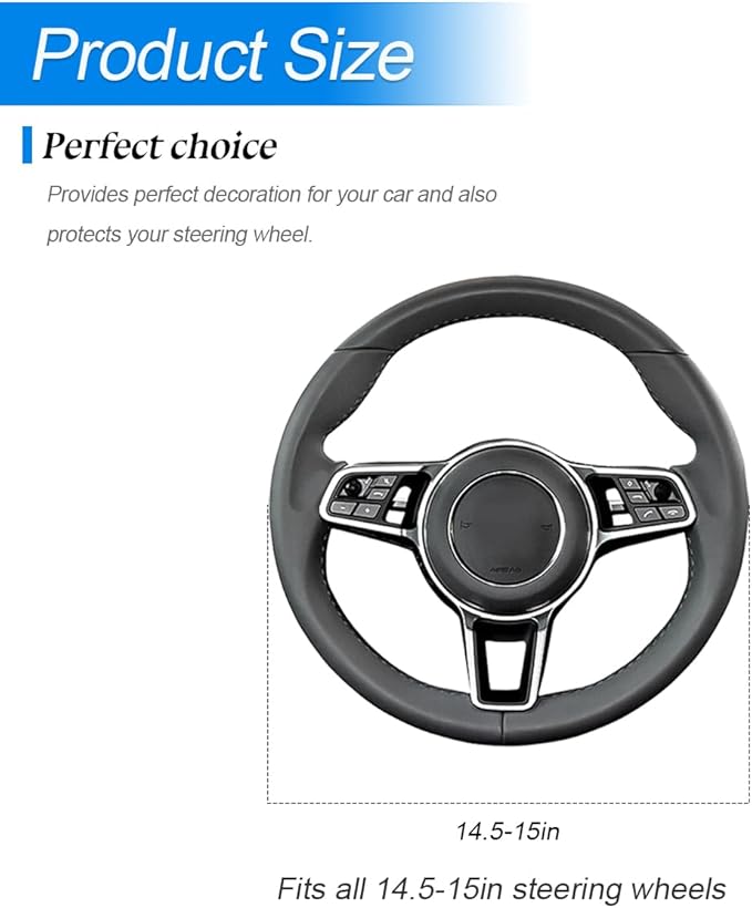 Car Steering Wheel Cover, 14.5"-15" Leather Anti-Slip Sporty Vehicle Steering Wheel Protector, Soft Breathable Auto Interior Decoration Accessories, Universal for SUV Truck Sedan (Coffee)