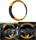 Car Steering Wheel Cover, Non-Slip Vehicle Steering Wheel Protector, Automotive Interior Accessories for Women Men, 15 Inch Universal for SUV, Truck, RV, Van and More（Black/Orange）