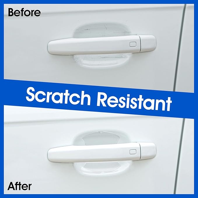 Teaaha 8PCS Car Door Handle Protector Clear Bumper Trim Guard Protectors Cup Sticker, Waterproof Anti-Scratch Door Handle Paint Protection Film, Universal for Most Car