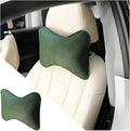 Car Headrest Pillow, Suede Soft Comfortable Breathable Vehicle Seat Neck Support Cushion with Adjustable Strap, Ergonomic Design Auto Head Rest Pad, Universal for Sedan RV Truck (Dark Green)
