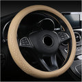 AUCELI Car Steering Wheel Cover, 14 1/2-15 inch Non-Slip Soft Breathable Leather Automotive Steering Wheel Protecteor, Vehicle Accessories for Men Women, Universal for SUV, Truck, RV（Beige）