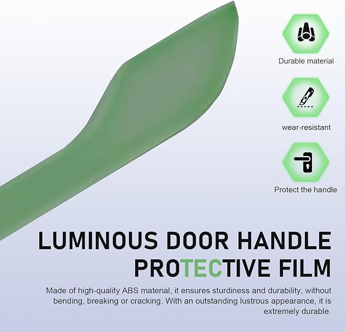 Hugwits 4 PCS Car Door Handle Covers, Scratch-Resistant Glow-in-The-Dark Door Handle Protector, Anti-Scratch Decorative Film, Compatible with 2017-2024 Model 3 2020-2024 Model Y (Green)