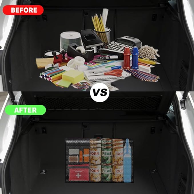 XDV Trunk Organizers, Car Organizers, Storage Solutions, and Car Storage Organizers for SUVs, Sedans, Back Seats, and Luxury Vehicles with Lid, Leather, Small, Large (Black, L)