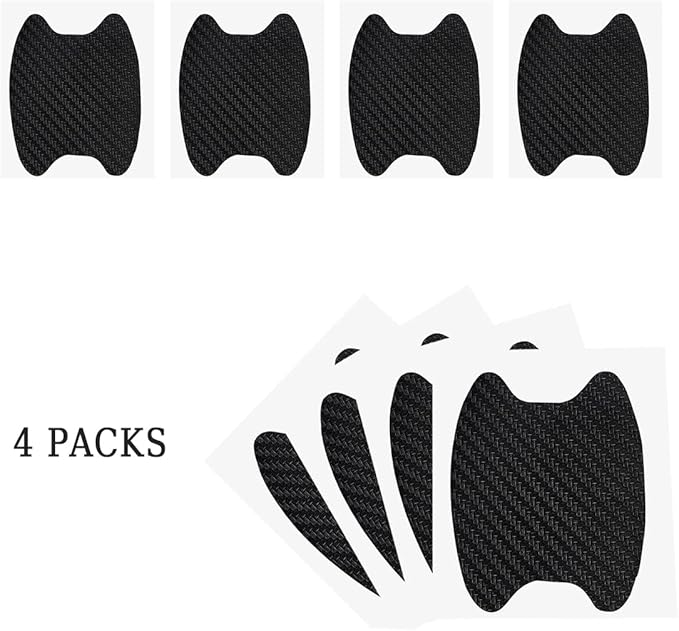4PCS Sticker, Carbon Fiber Anti-Scratches Car Door Cup Protector, Non-Marking Auto Door Handle Protective Film, Universal for Most Car Handles (Black/4PCS)