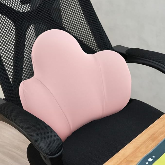Lumbar Support Pillow for Office Chair, Car Back Support with Memory Foam, Support for Lower Back Pain Relief Lumbar Pillows, Ergonomic Back Cushion for Desk Chair, Sofa, Bed, Car Seat (Pink)