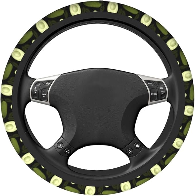 Avocado Steering Wheel Cover With 2 Car Coasters Non Slip Neoprene For Women Men Universal 15 Inch