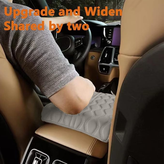 BODLYL Car Center Console Cover, Memory Foam Car Armrest Cushion, Beige Auto Arm Rest Pad, Leather Arm Rest Covering Car, Hand Rest Pillow for SUV/Truck/Vehicle (Gray)