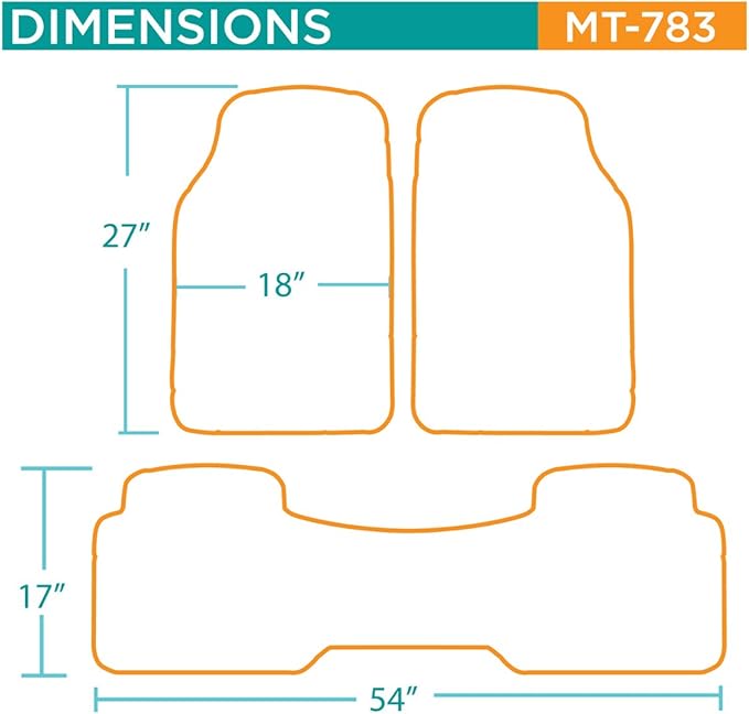BDK MT783PLUS ProLiner Original Heavy-Duty Front & Rear Rubber Floor Mats, Gray, 3 Piece (Pack of 1)
