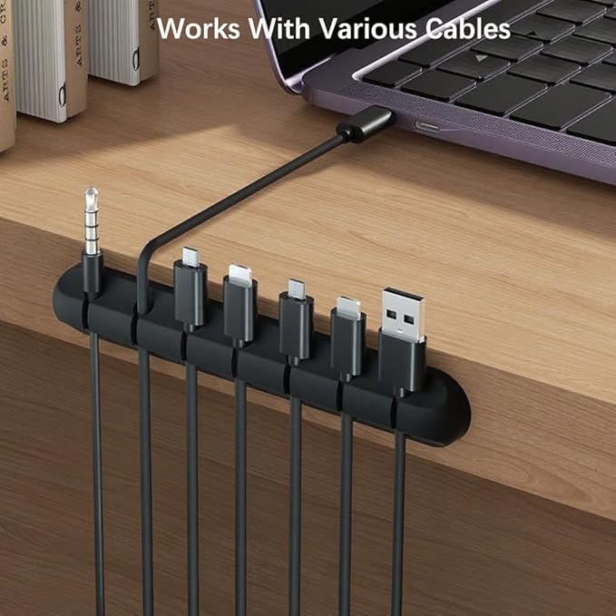 Cable Clips, 3 Slots Cord Organizer Cable Management, Cable Organizers USB Cable Holder Wire Organizer Cord Clips, Cable Straps for Desk Car Home and Office,White