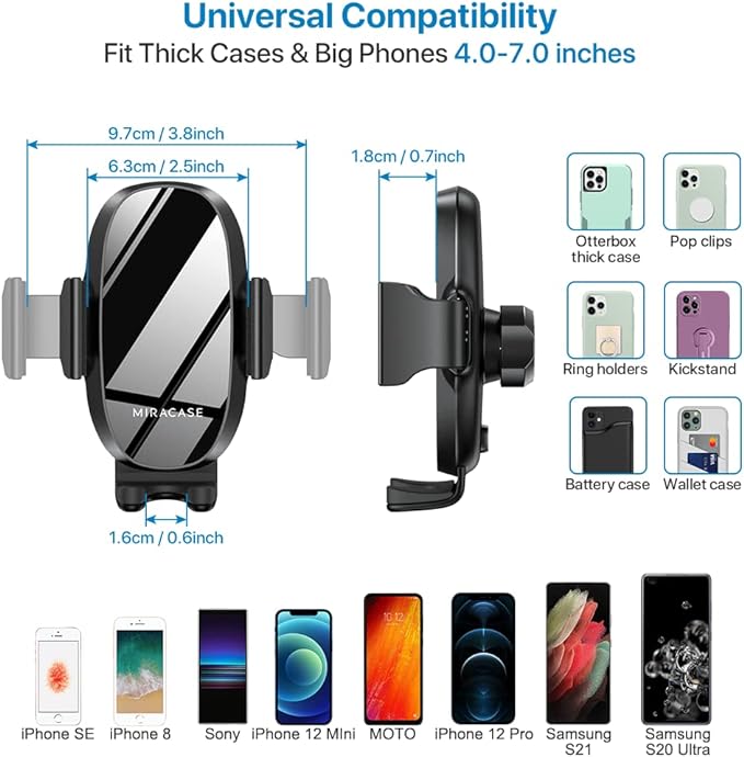Miracase Cup Phone Holder for Car, [Upgraded Version] Adjustable Long Neck Car Cup Holder Phone Mount Cradle Friendly Compatible with iPhone Samsung Google and All Smartphones, Light Blue