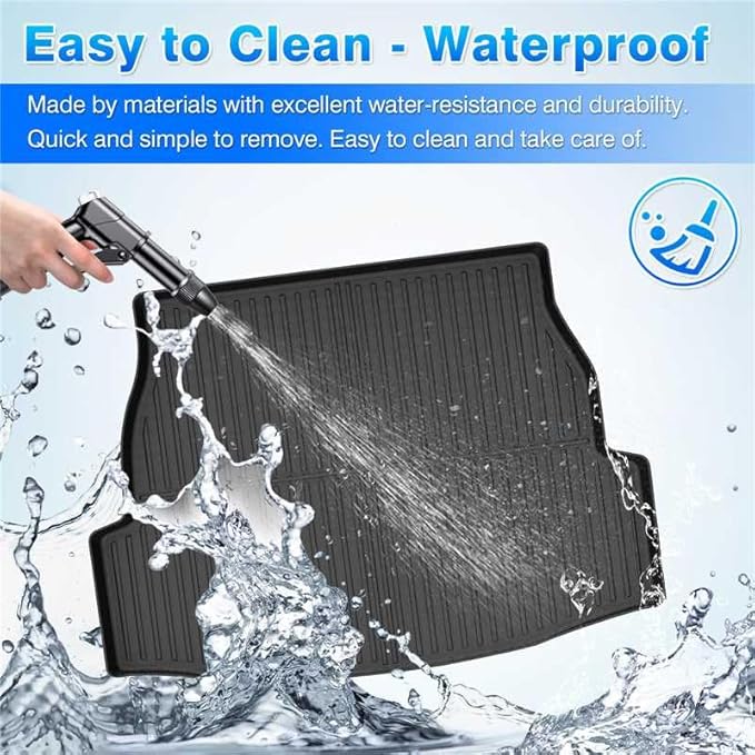 Floor Mats for 2019-2024 2025 Toyota RAV4 (Include Hybrid) Cargo Liner with Back Seat Cover for RAV4 Accessories, All Weather TPE Trunk Mats for RAV4 LE/XLE/Limited/TRD/Adventure (5 PCS)