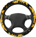 Steering Wheel Cover Polyester Thick Non-Slip Car Steering Wheel Cover Protector Universal 15 Inch, Yellow Sunflower Theme