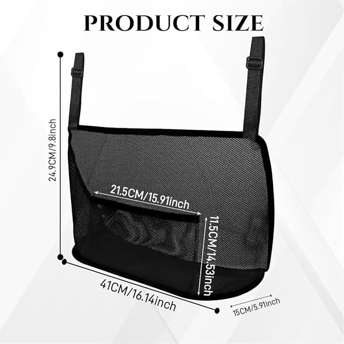 Car Net Pocket Handbag Holder, Purse Holder for Car, Driver Storage Netting Pouch for Handbag Purse, Mesh Vehicle Storage Organizer Between Front Seats Universal for SUV Truck RV (Black)